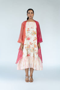 Ivory Summer Chanderi Dress with Cape