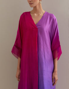 Brinjal Burgundy Ombre Kaftan with Brocade pants (2pc)