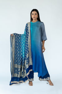 Firoz Grey Ombre Kurta with heavy Banarasi Bandhej Dupatta