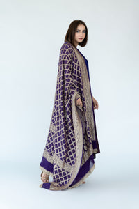 Dark Purple Ombre Kurta with heavy Banarasi Bandhej Dupatta