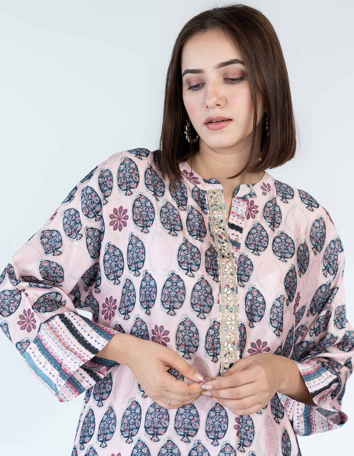 Rose Pink Coord Mughal Boota Set