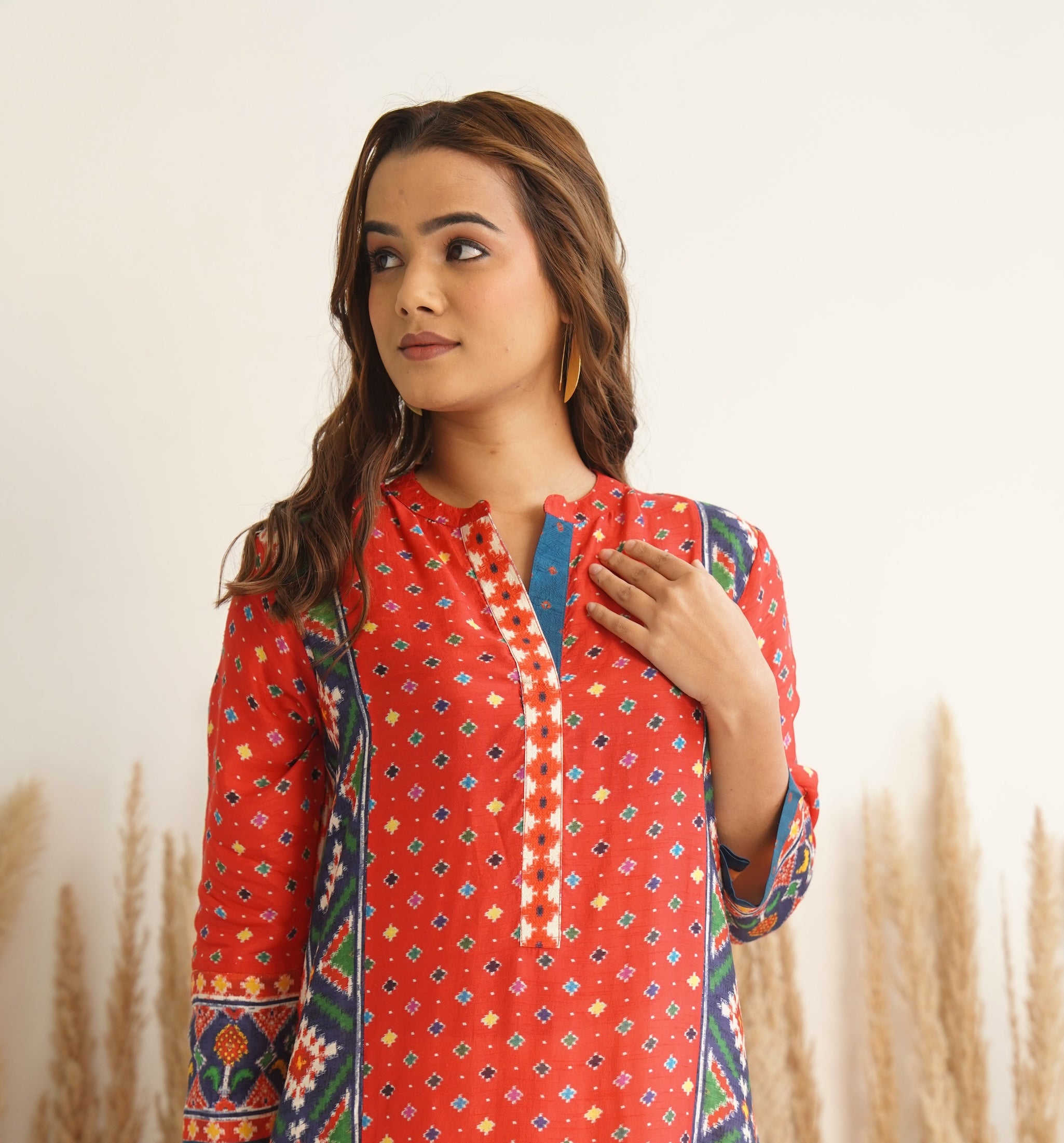 Red Bandhani Patola Kurta