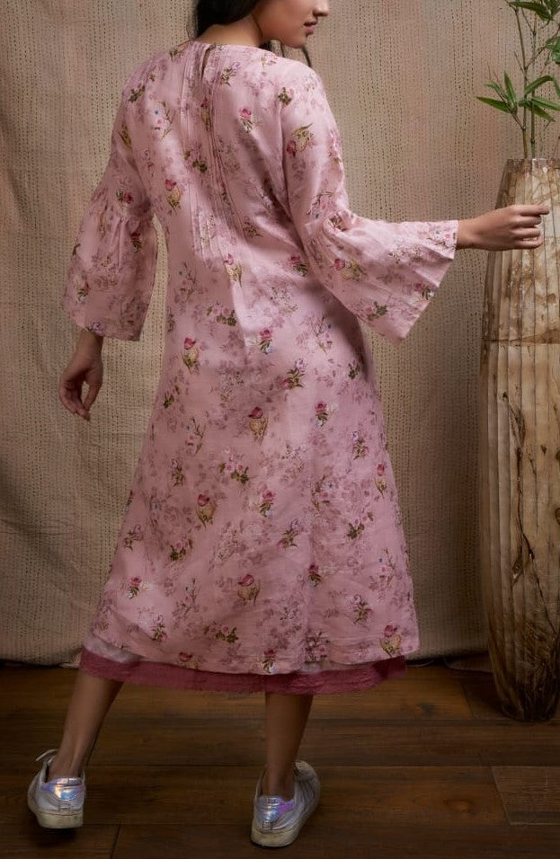 Pastel  Floral Print Dress .