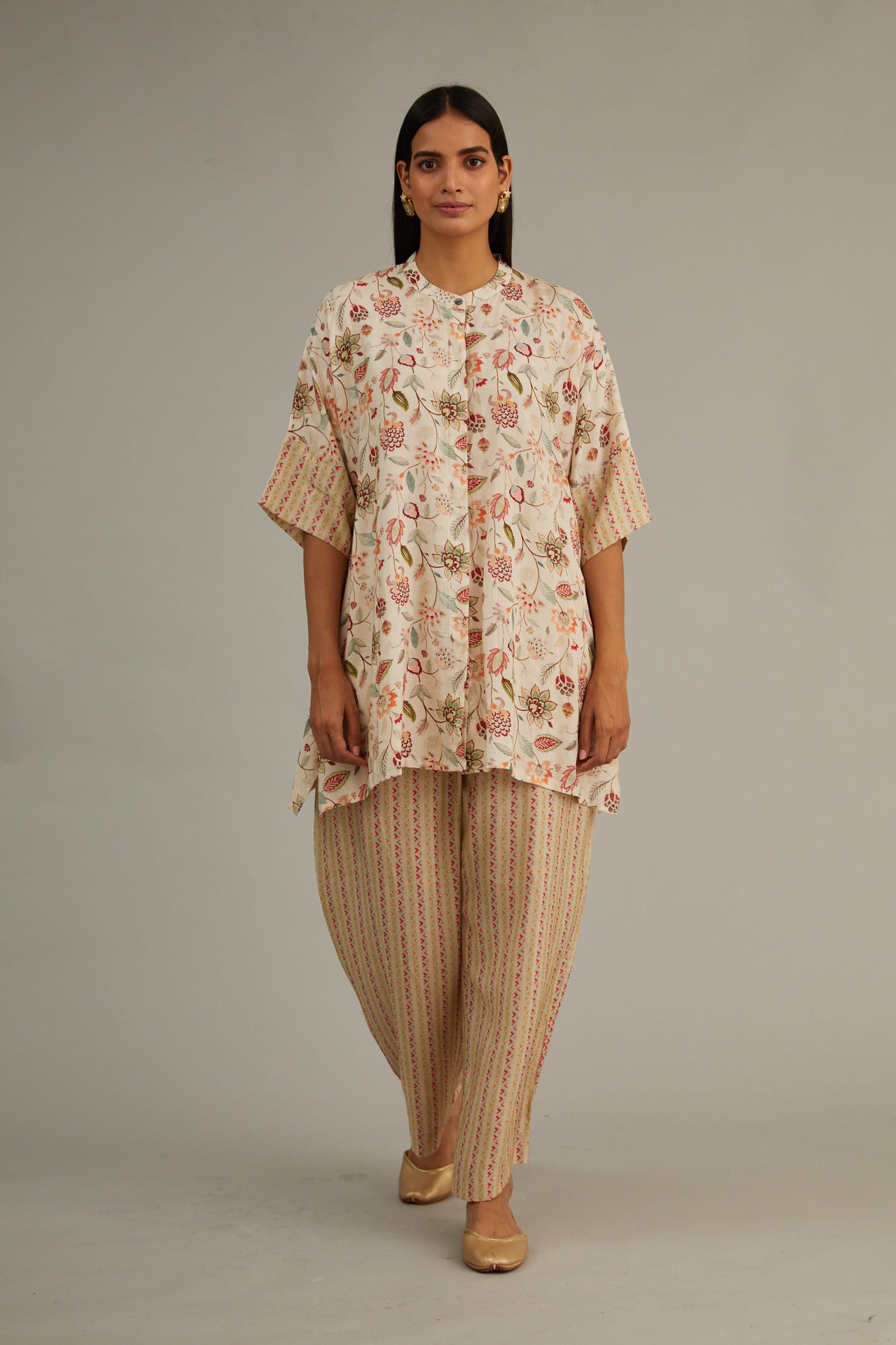 Beige Floral Printed Co-Ord Set