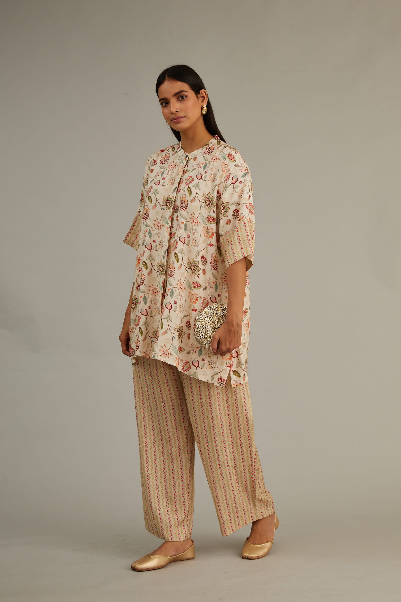 Beige Floral Printed Co-Ord Set