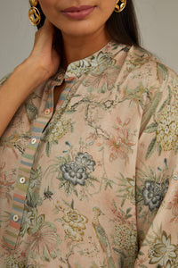 Beige Floral Digital Printed Co-Ord Set