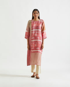 Limited Edition : Ombre Pink Long Kurta With Abstract Print All Over.