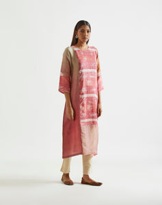 Limited Edition : Ombre Pink Long Kurta With Abstract Print All Over.