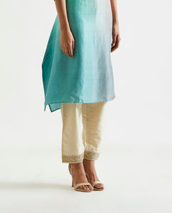 Straight Pants with embroidered zari borders.