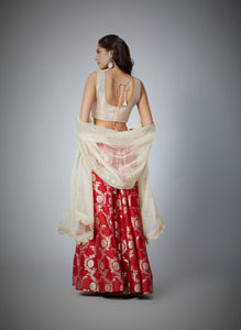 Festive Edit : Banarasi Brocade Lehenga With Sleeveless Choli And Embroidered Organza Dupatta.