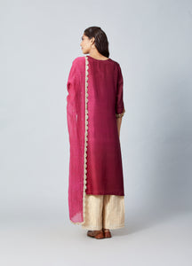 Festive Edit : Zardozi Handwoven Ombre Kurta With Mokesh Dupatta And Muga Tussar Zari Woven Pants.