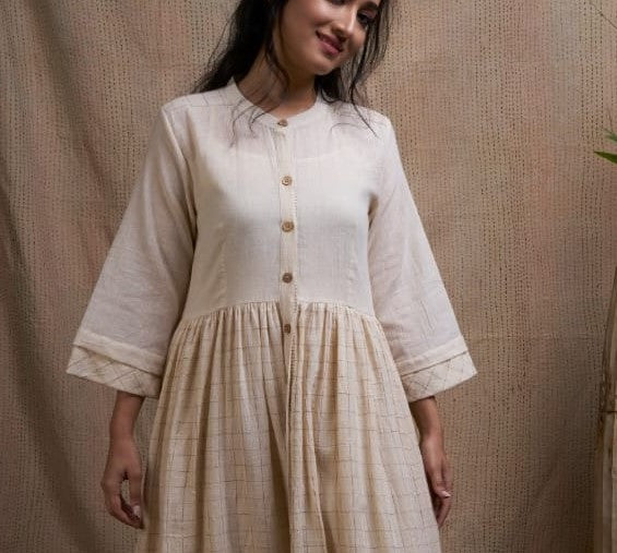 Ivory Front Button Down Dress