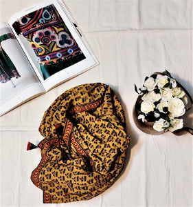 Limited Edition : Yellow Mul Mul Ajrakh Stole