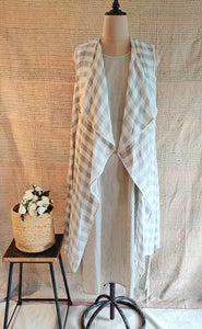 Linens Checks Cape With Solid Slip Dress.
