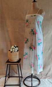 Cotton Front Open Shirt Dress With Floral Inner Slip.