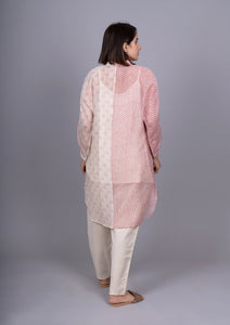 Rose Ivory Chanderi Mix And Match Bandhani Print Shirt With Slip