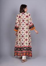 White Patola Printed Kurta with asymmetric hemline