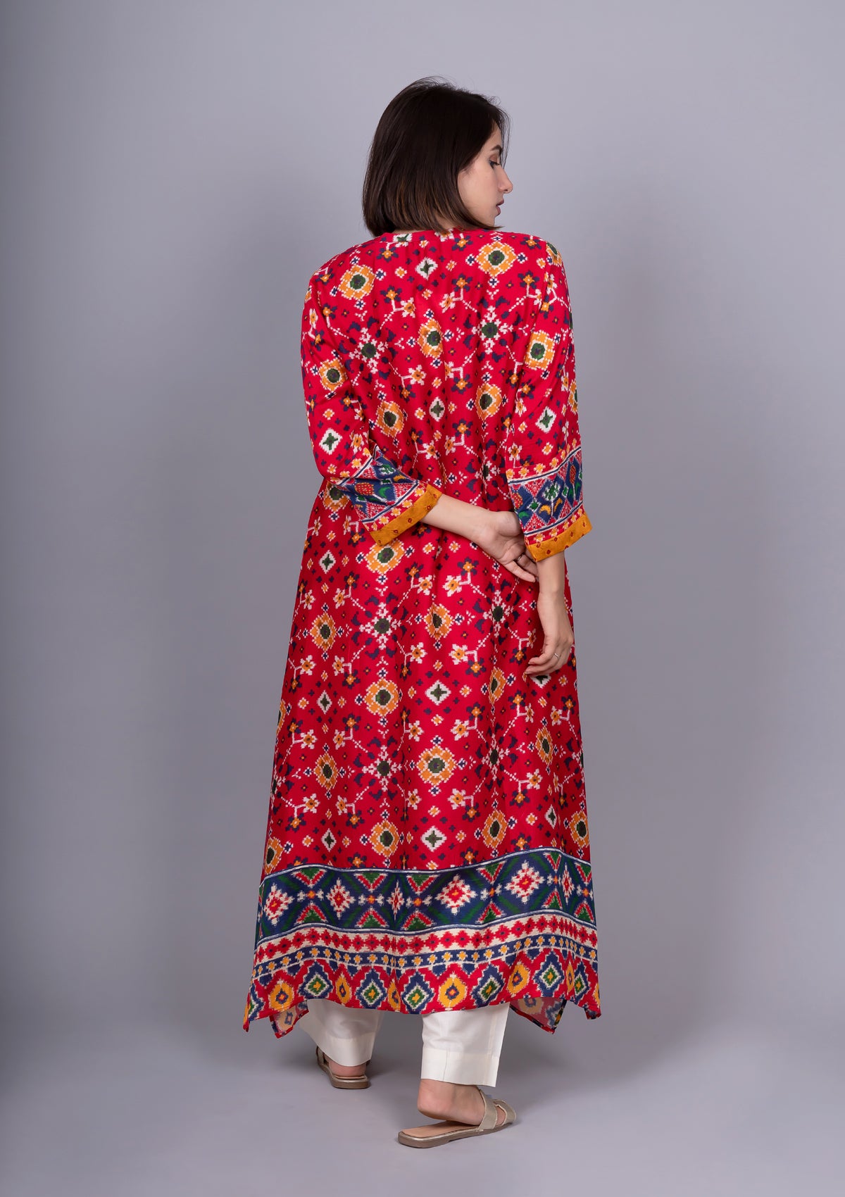 Patola Printed Kurta with asymmetric hemline.