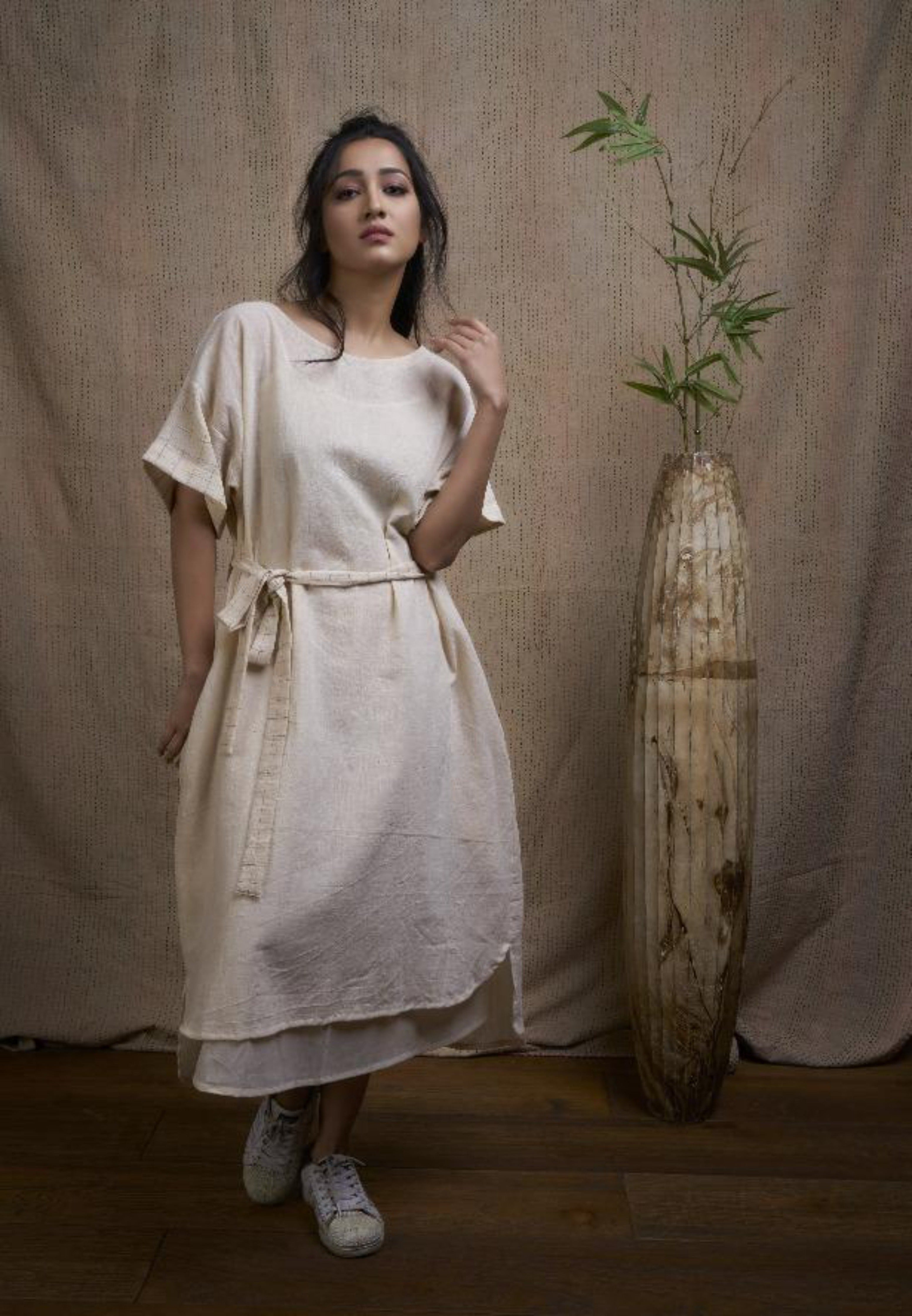 Casual Oversized  Dress With Belt.